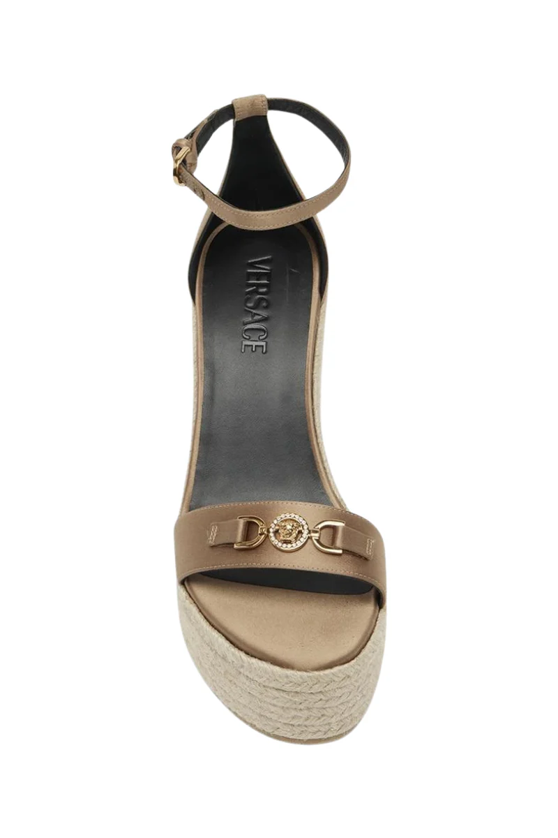 Versace Women’s Medusa Silk Ankle-Strap Wedge Espadrilles - Image 2