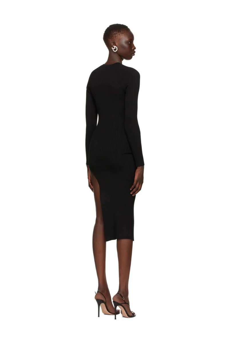 Wandering Black Side Slit Dress - Image 2