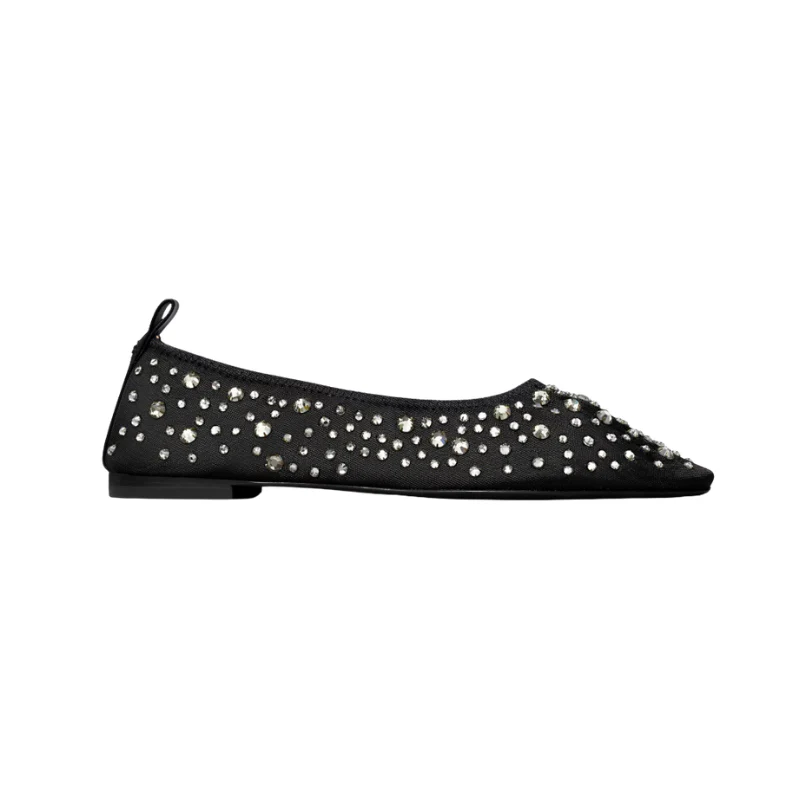 Tory Burch Crystal Ballet Flats Black 162066