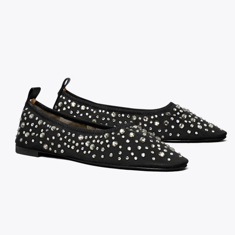 Tory Burch Crystal Ballet Flats Black 162066 - Image 2